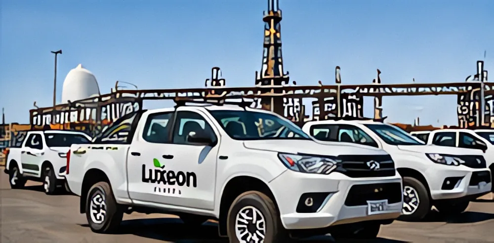 Flota de camionetas Luxeon Energy en un yacimiento