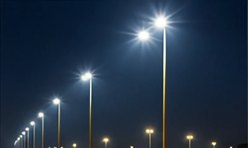Luminarias LED de alumbrado público de noche