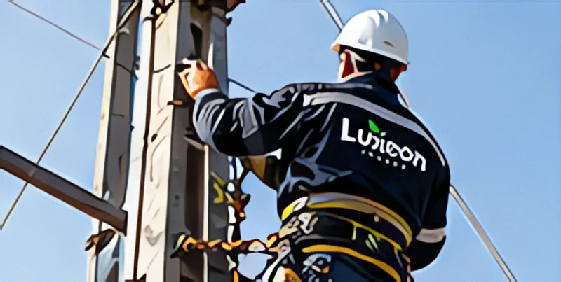 Operario de Luxeon Energy trabajando en altura sobre una línea eléctrica