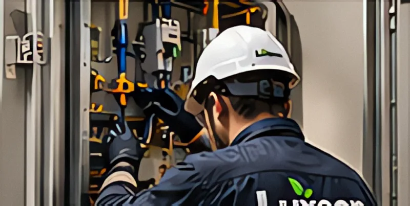 Técnico de Luxeon Energy haciendo mantenimiento en un tablero